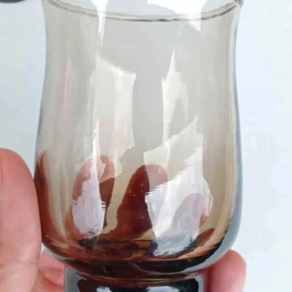 Vintage Tulip Tawny Smokey  Gray Flat Tumblers | Dominion Glass Company | - Picture 2 of 5